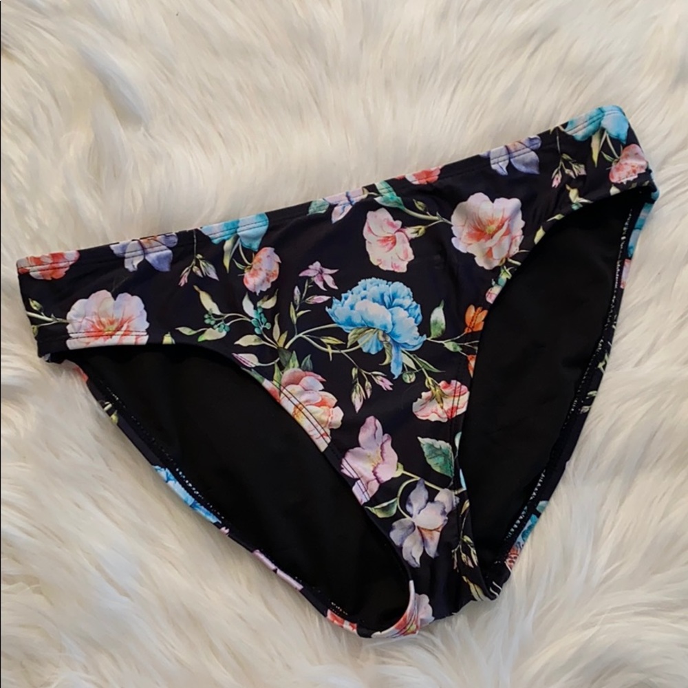 KENNETH COLE BIKINI Bottom Floral Black New Sz M
